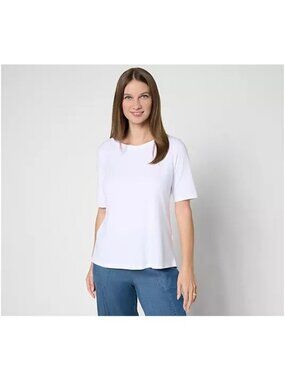 AnyBody Cozy Knit Split Back Elbow Size 3X White LN/WT